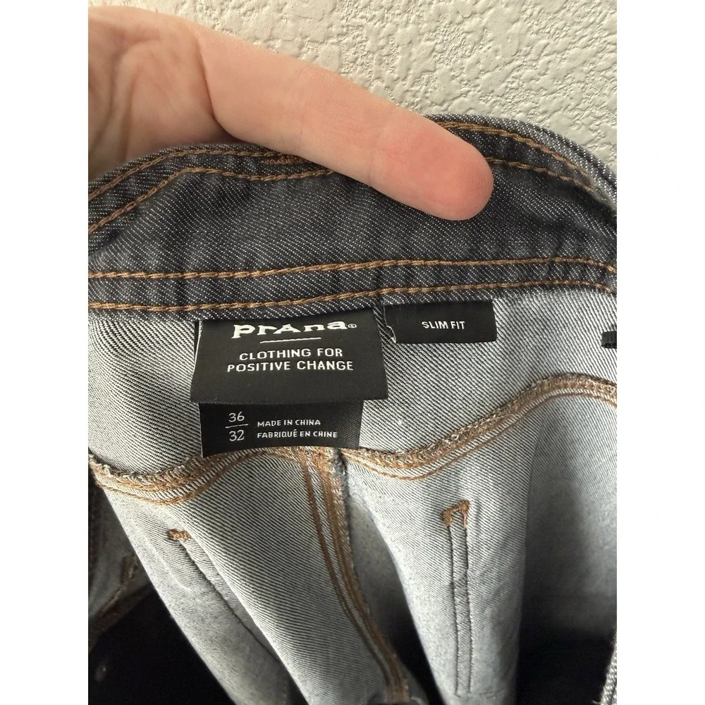Prana Mens Bridger Jeans 36x32 Black Dark Wash Straight Leg Slim Fit